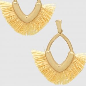 Brushed gold tone fringed earrings
